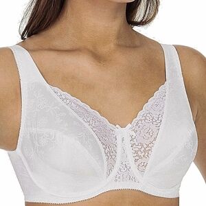 360° truSupport Platex Secrets Full Coverage White Floral Jaquard Bra 42C